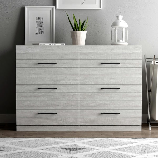 GALANO Hamsper 6-Drawer Dusty Gray Oak Dresser (31.7 in. x 46.5 in. x 16.3 in.)