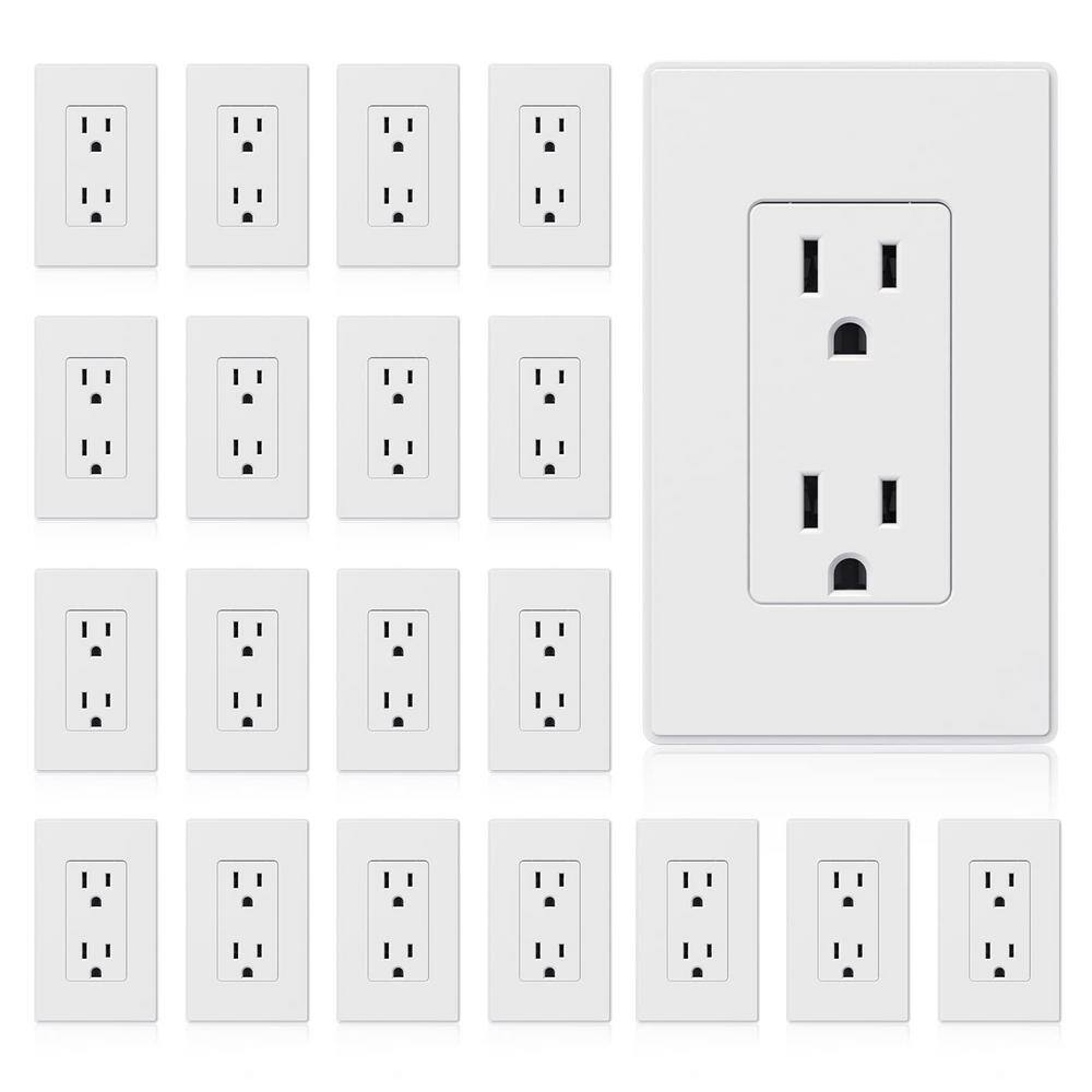 Etokfoks 15A/125Volt, Standard Wall Receptacle Outlet with Wall Plate