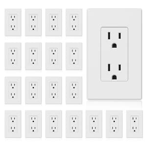 15A/125-Volt, Standard Wall Receptacle Outlet with Wall Plate, 2-Pole, Non- Tamper Resistant in Matte White - (20-Pack)