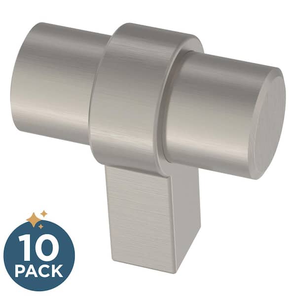 Franklin Brass (10-Pack) Simple Wrapped Bar 1-1/4 in. (32 mm) Classic Stainless Steel T-Shaped Bar Cabinet Knobs