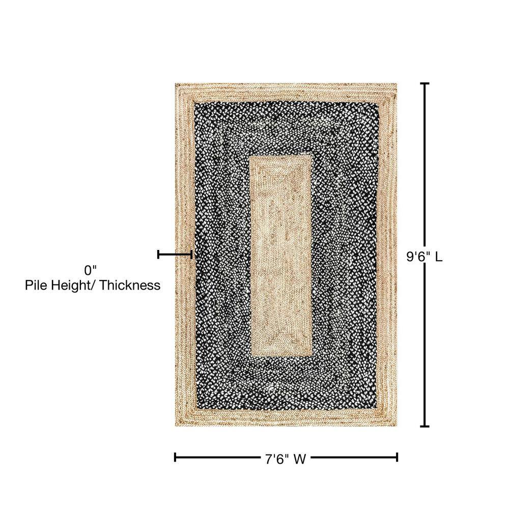 Handmade Braided Oval Cotton Rug in Black - 52"x24"