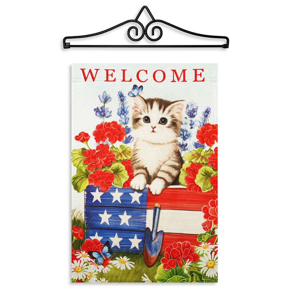 1 ft. x 1.5 ft. Polyester Kitten Patriotic 2-Sided Garden Flag with 1.2 ft. Black Iron Hanger price history on PriceWatchPro