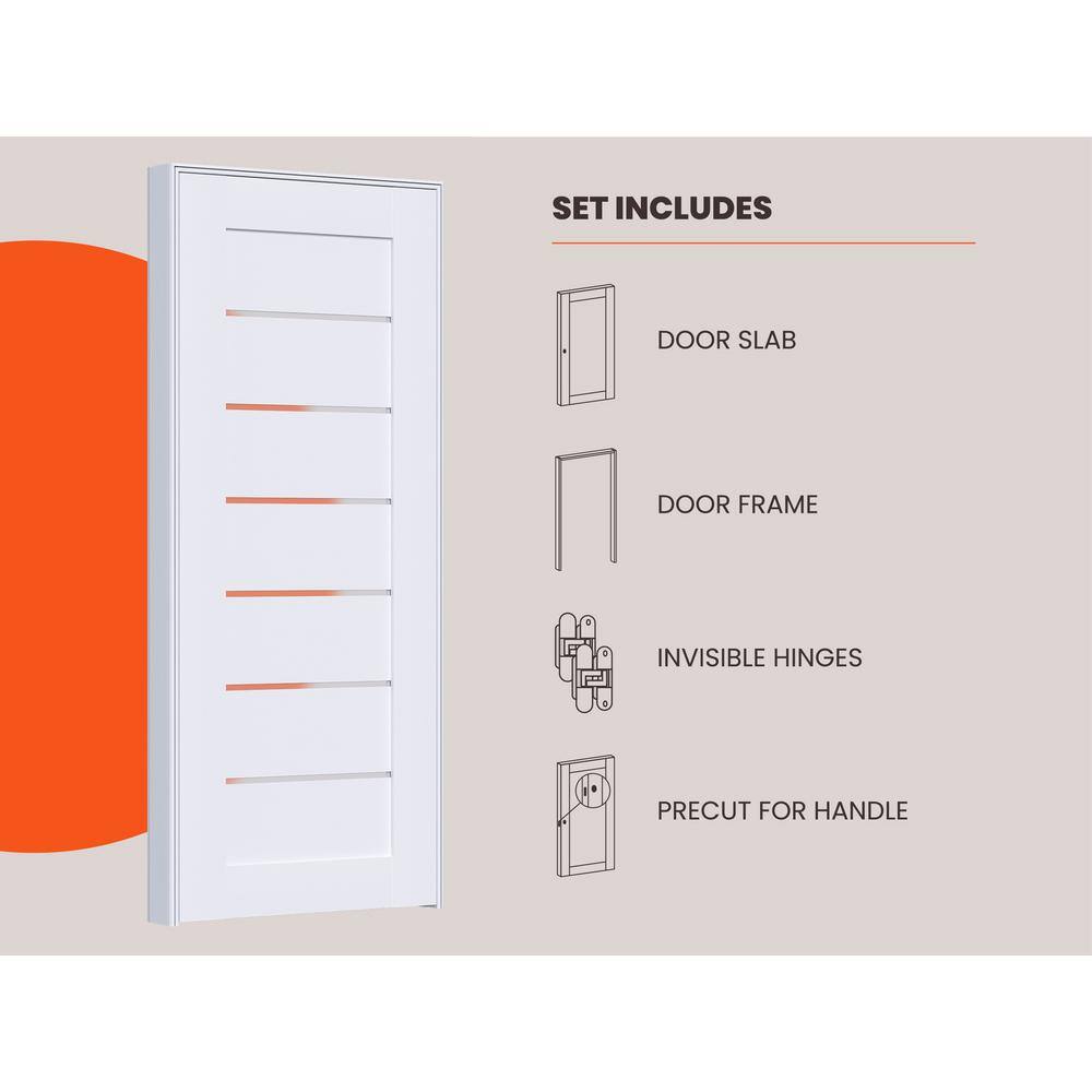Alba White Frosted Glass and MDF Panels Interior Door