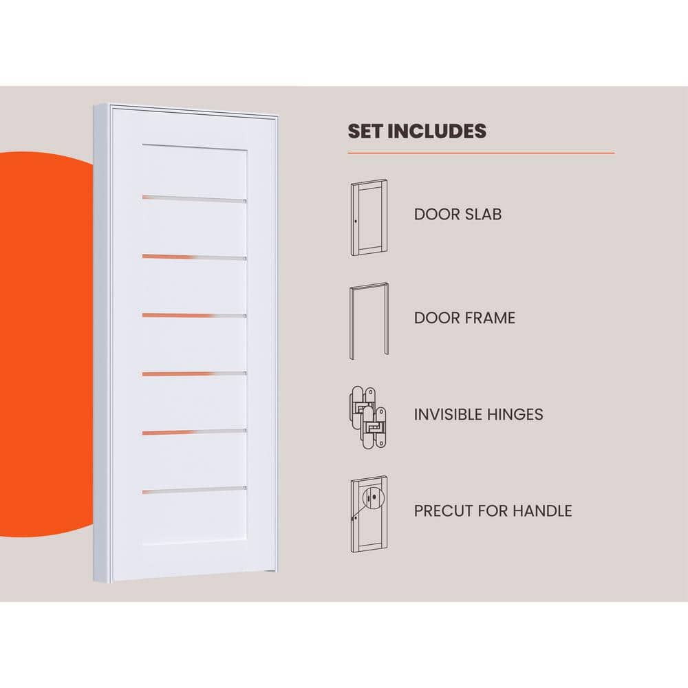 Alba White Frosted Glass Bianco Noble MDF Interior Door
