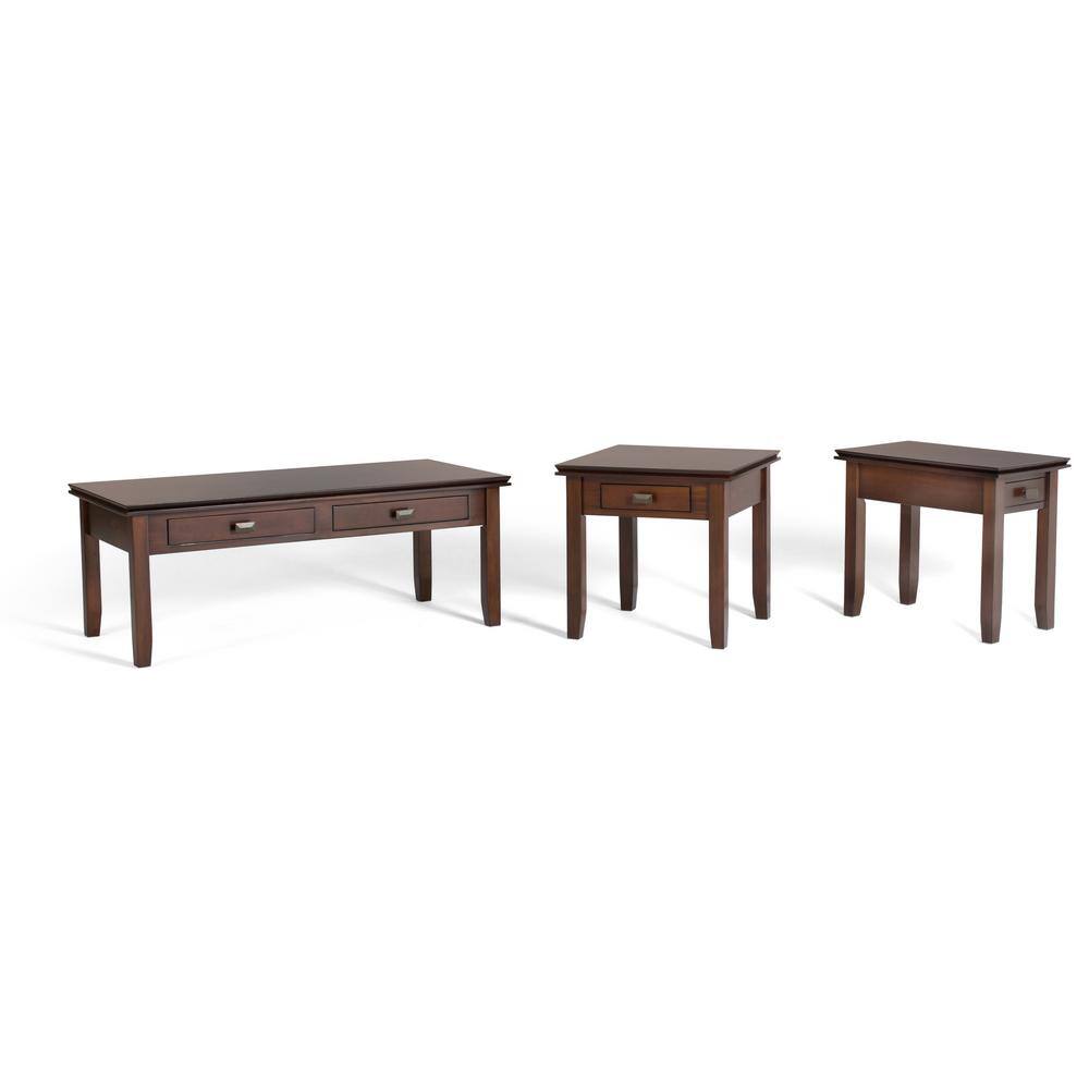 Natural Aged Brown 46" Lacquered Wood Sofa Table with Storage
