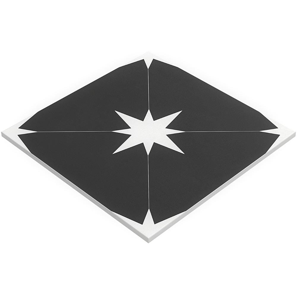 Moab 9" x 9" Matte Black and White Porcelain Tile