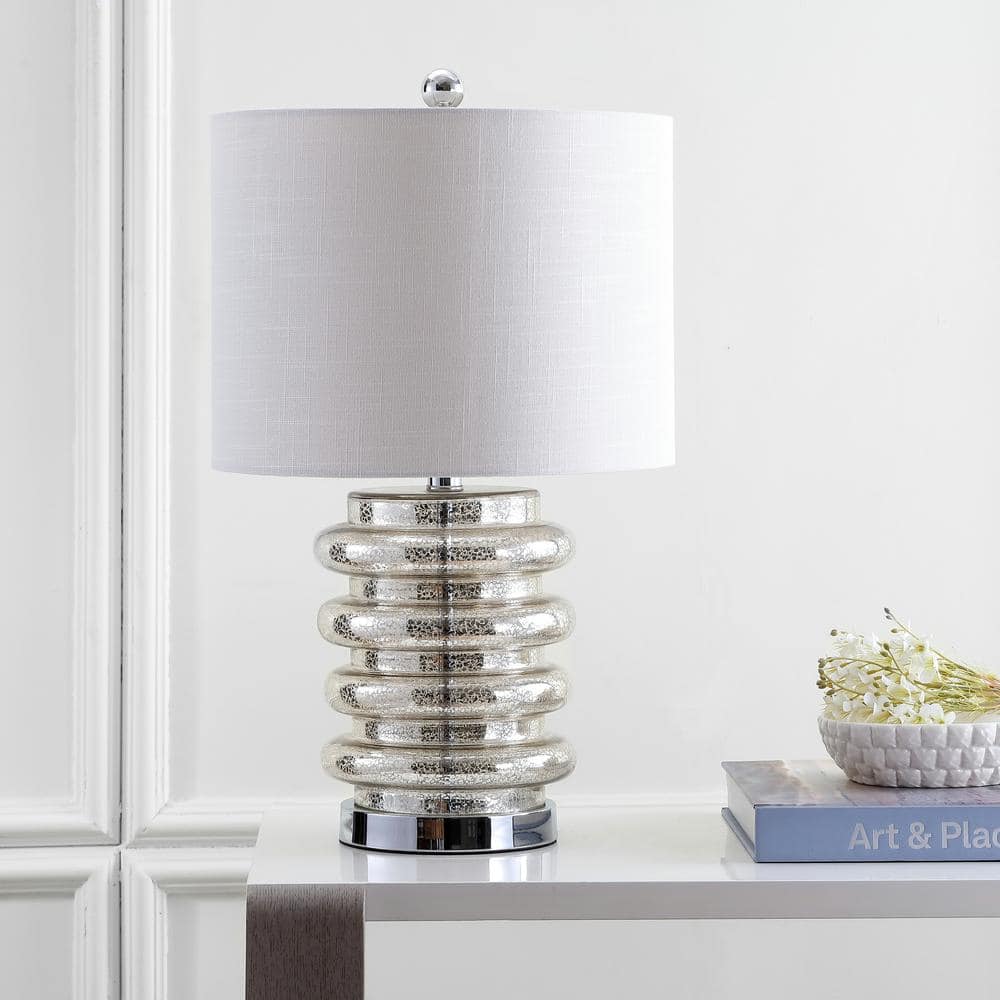 Mercury Glass Table Lamp with White Drum Shade