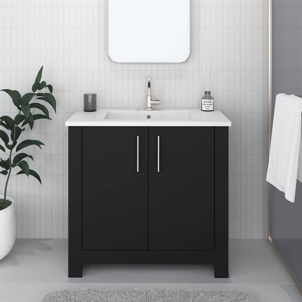 Austin 36 in. W x 20 in. D Bath Vanity in Black with Acrylic Vanity Top in White with White Basin price history on PriceWatchPro