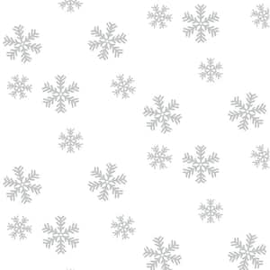 Metallic Silver Snowflakes Peel and Stick Wallpaper (Covers 30.75 sq. ft.)