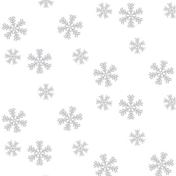 NextWall Metallic Silver Snowflakes Peel and Stick Wallpaper (Covers 30 ...