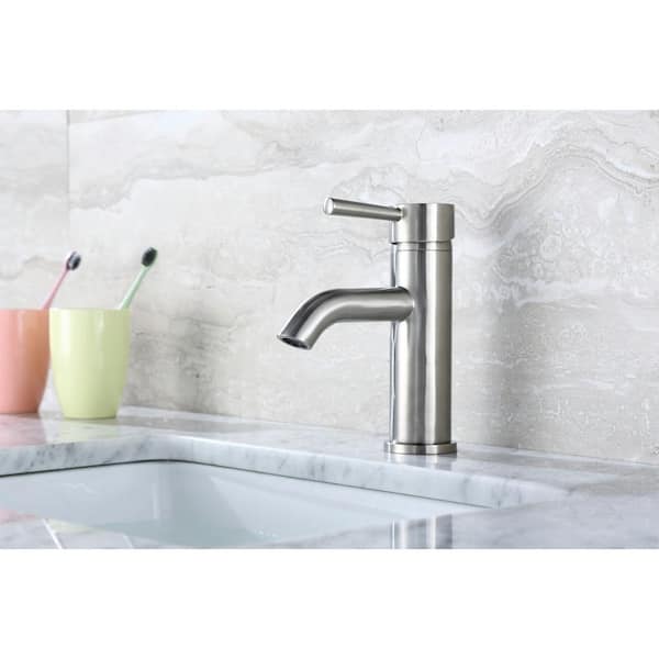 Raphral Single Hole Single-Handle Bathroom Faucet with drain in Brushed Nickel