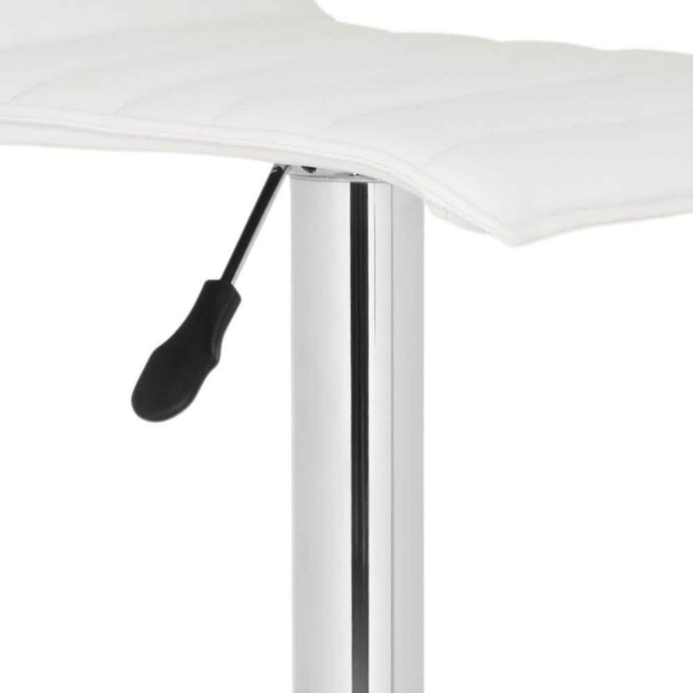 Kemonti White Adjustable Swivel Bar Stool with Chrome Base