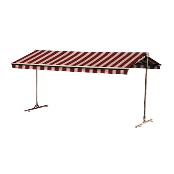 Bali Essentials 16 ft. Oasis Freestanding Motorized Retractable Awning (120 in. Projection) with Remote in Cranberry