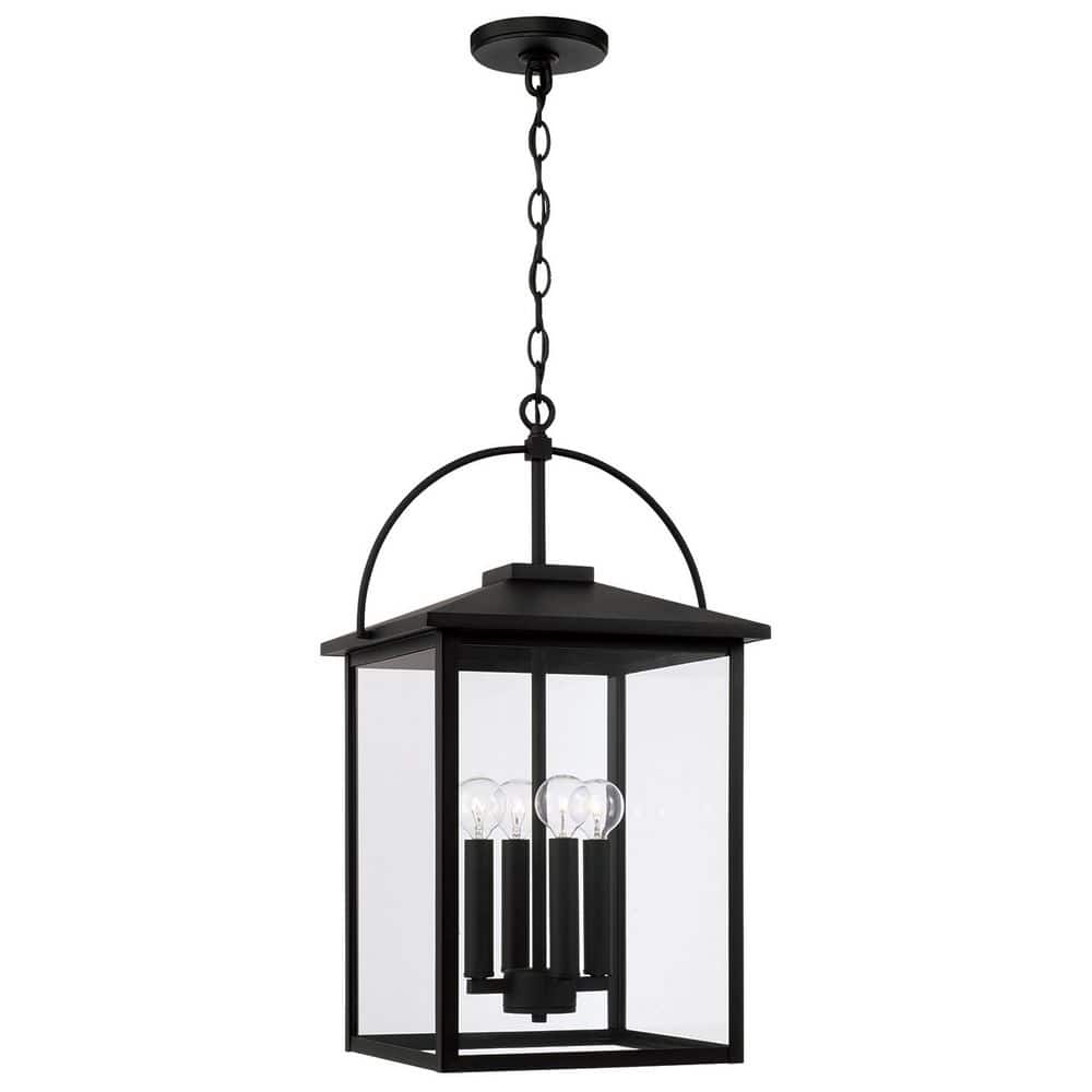Bryson 23.5 in. 4-Light Black Outdoor Pendant Light with Clear Glass and No Bulbs Included price history on PriceWatchPro