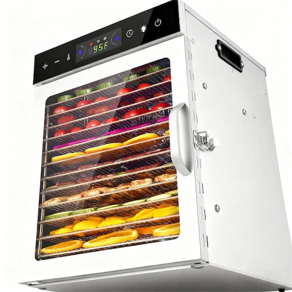 12-Tray Food Dehydrator-Digital Timer Adjustable Temp Overheat Protection Recipe Book for Jerky Fruits & Herbs