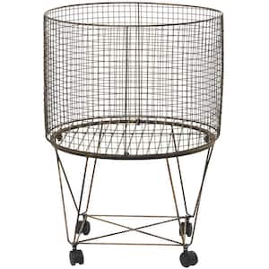 Bronze Deep Set Wire Basket Storage Cart with Wheels