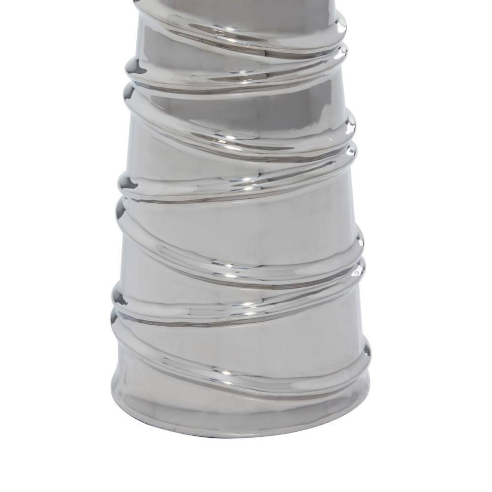 Elegant Silver Ceramic Candlestick Trio, Set of 3