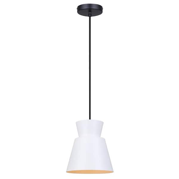 CANARM Arbella 60-Watt 1-Light White Contemporary Pendant with White Metal Shade