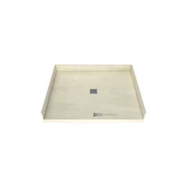 Redi Free 40 in. L x 48 in. W Alcove Barrier Free Tileable Shower Pan Base with Center Drain in Brushed Nickel
