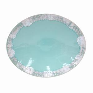 Taormina 16.25 in. Aqua Ceramic Stoneware Platter