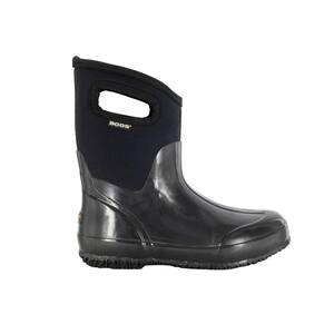Classic Mid Women 9 in. Size 8 Glossy Black Rubber with Neoprene Handle Waterproof Boot