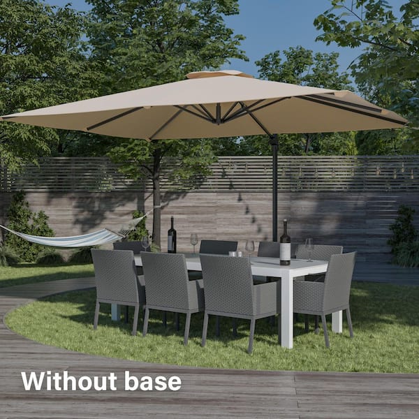 JOYESERY 11.5 ft. x 9 ft. Outdoor Rectangular Cantilever Patio Umbrella, Solution-Dyed Fabric Aluminum Frame in Sand