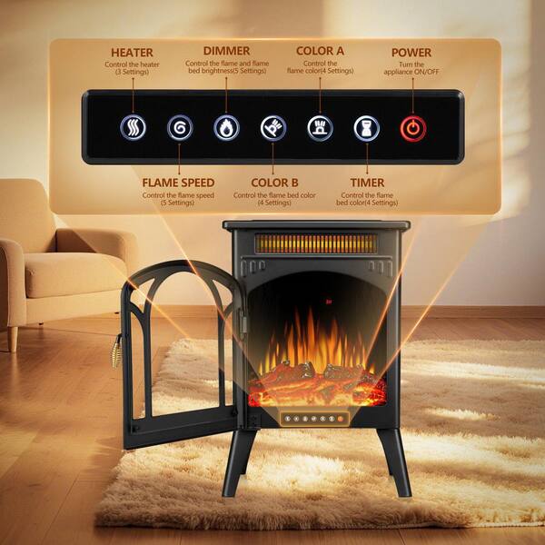 LifePlus Electric Fireplace Stove Heater Infrared 3D Flame Effect Thermostat Freestanding Heater For Indoor Room 1500w 27 - View #8