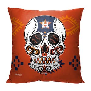 MLB Astros Candy Skull Printed Polyester Throw Pillow 18 X 18