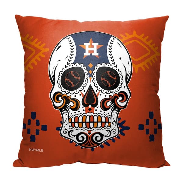 THE NORTHWEST GROUP MLB Astros Candy Skull Printed Polyester Throw Pillow 18 X 18