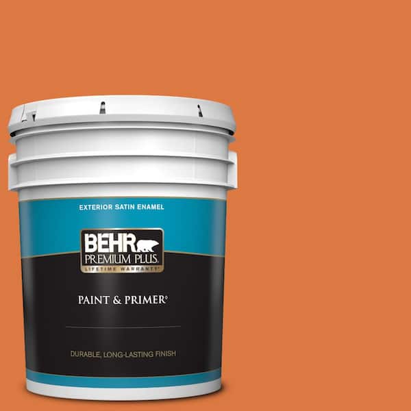 BEHR PREMIUM PLUS 5 gal. #P210-7 Japanese Koi Satin Enamel Exterior Paint & Primer