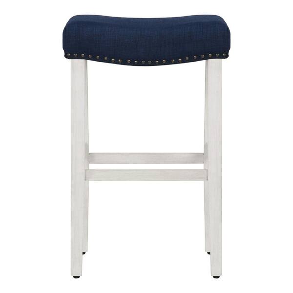 white and navy bar stools