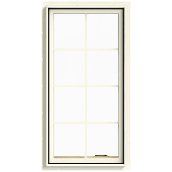 JELD-WEN 24 in. x 48 in. W-2500 Series Cream Painted Clad Wood Right-Handed Casement Window with Colonial Grids/Grilles