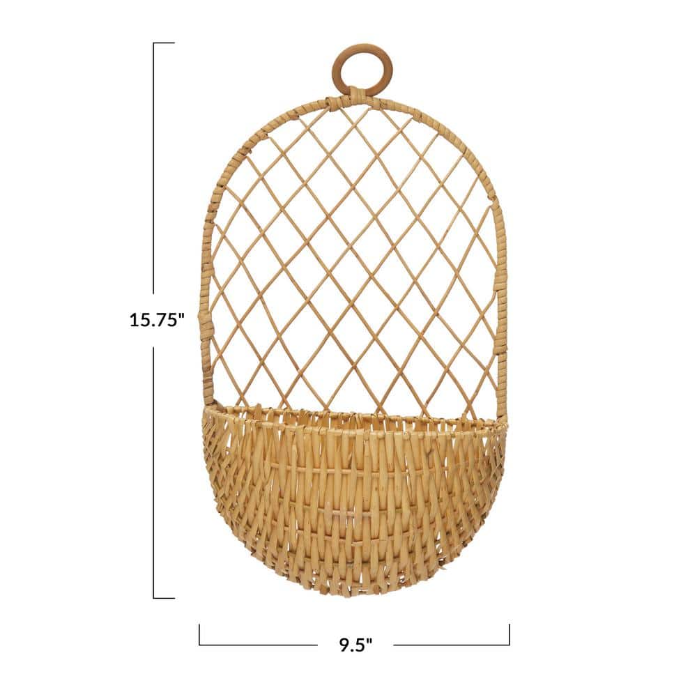 Hand-Woven Oval Wicker Storage Basket, 16" Natural