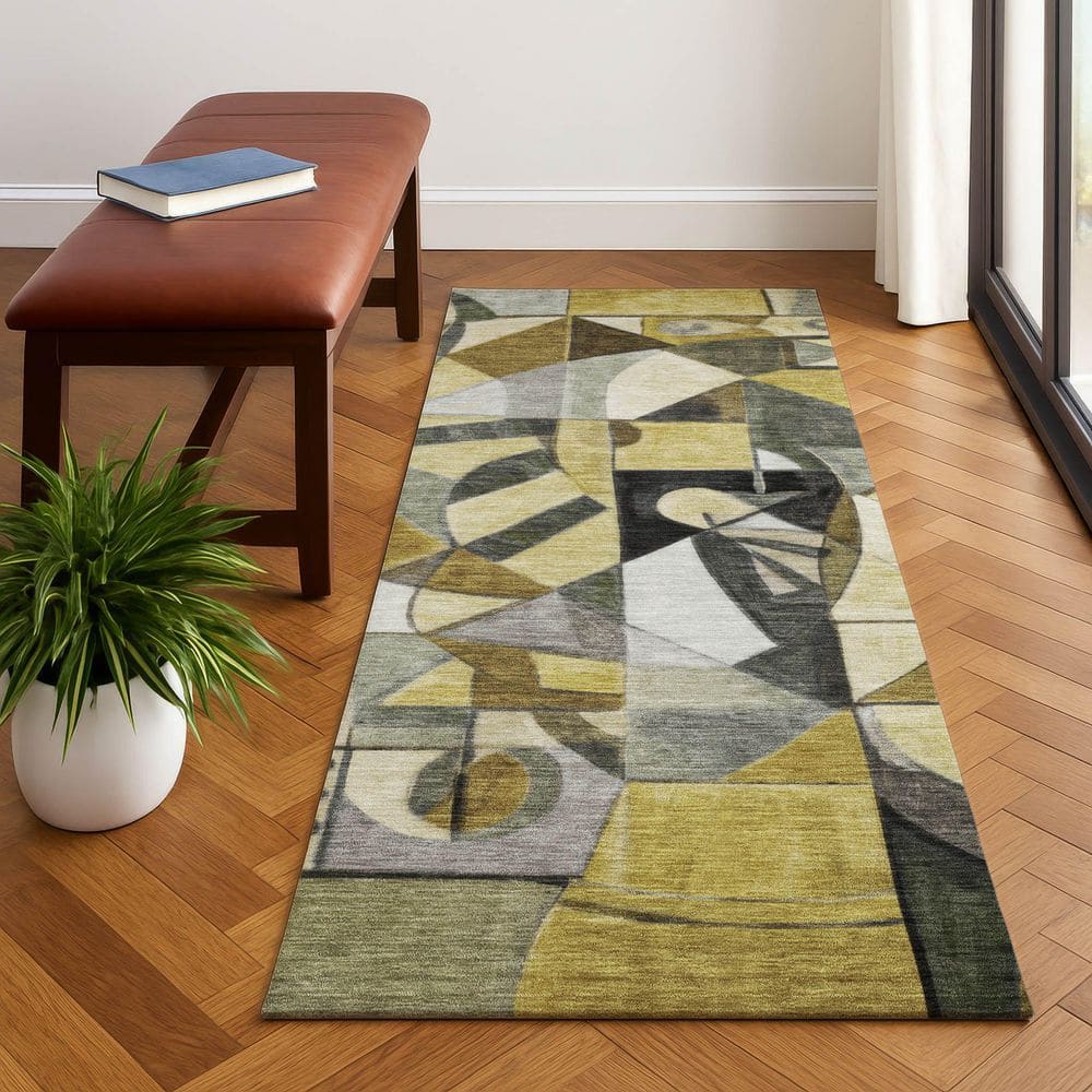 Mayfield Premium Machine Washable Abstract AMF1758 Brown 2 ft. 3 in. x 7 ft. 6 in. Runner Rug price history on PriceWatchPro