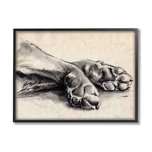 "Dog Paw Charcoal Design Minimal Tan Black" by Jennifer Paxton Parker Framed Animal Wall Art Print 11 in. x 14 in.