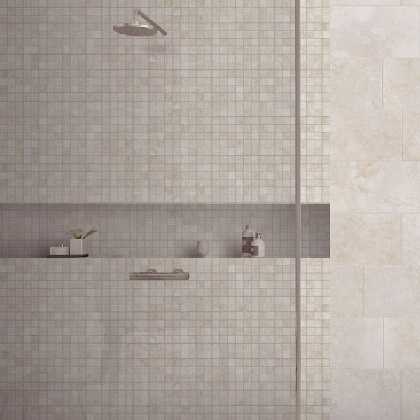 Alessio Ivory 2 in. Square 12 in. x 12 in. x 0.36 in. Matte Ceramic Mesh-Mounted Mosaic Wall Tile (8 sq. ft./Case)