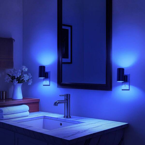 YANSUN Blue Night Light Plug into Wall, Dimmable 0-100LM with Dusk