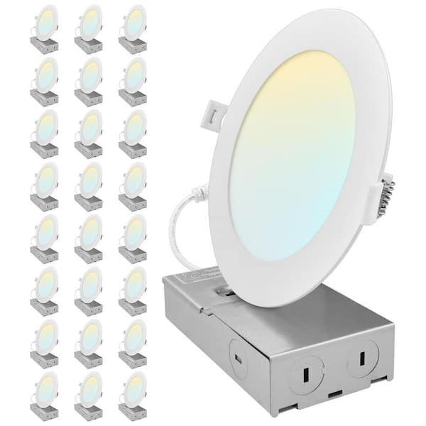 6 in. Integrated LED Recessed Light Canless Spotlight 10/13/15-Watt 5CCT 800/1050/1250LM IC Rated Wet Rated ETL 24 Pack