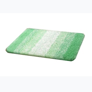 24 in. x 16 in. Green Stripe Microfiber Rectangular Contour Bath Rugs