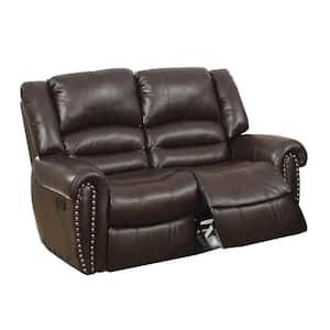 39 in. Pillow Top Arm Leather Rectangle Bonded Leather & Plywood Sofa in. Brown