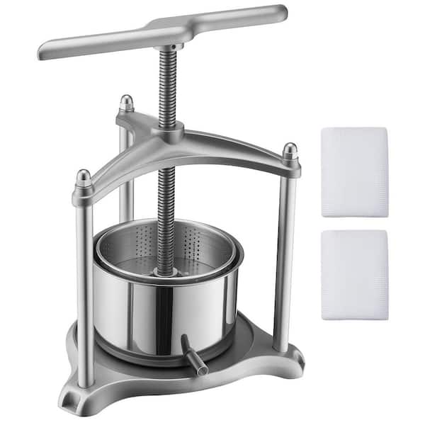 Stainless Steel Manual Fruit and Juice Press, 0.8 Gallon/3L, with T-Shaped Handle for Apple Grape Orange and Berry