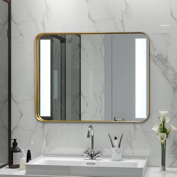 Whatseaso 14 in. W x 50 in. H Rectangular Plastic Framed Wall Bathroom  Vanity Mirror in Gold MLM-110506547 - The Home Depot