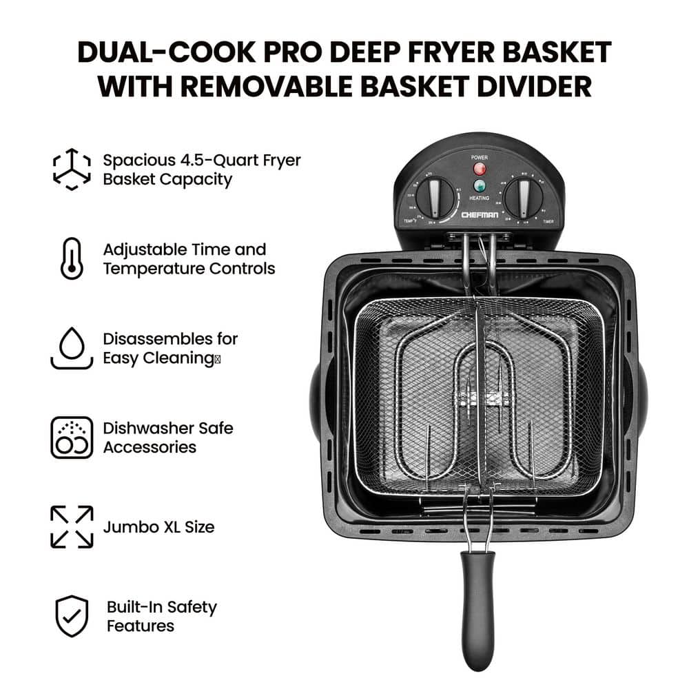 Chefman 4.5L Stainless Steel Dual Cook Electric Deep Fryer