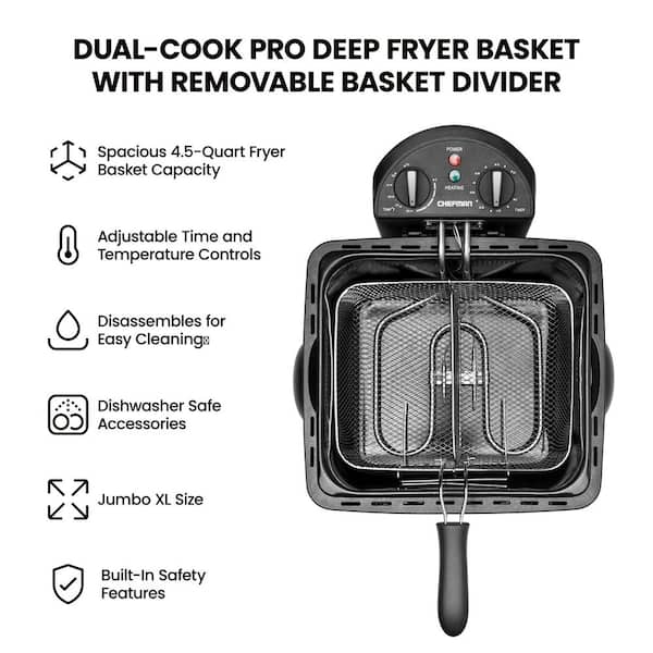 Chefman 4.7-Quart Dual Zone Non-stick Deep Fryer in the Deep