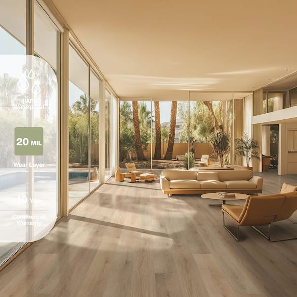 Willow Lane 20 MIL x 7 in. x 48 in. Waterproof Click Lock Rigid Core Luxury Vinyl Plank Flooring (21.42 Sq. ft. /Case)
