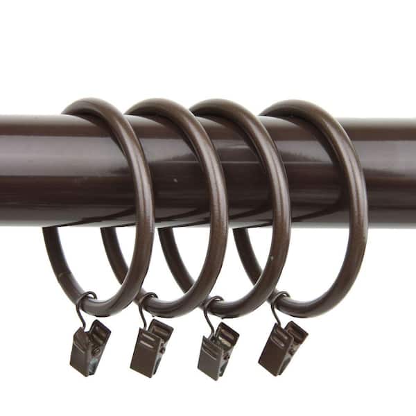 Rod Desyne Cocoa Nickel Curtain Rings with Clips (Set of 10)