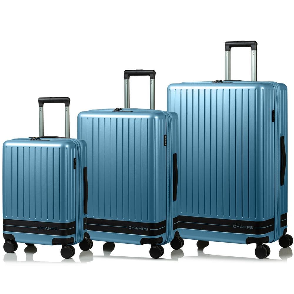 CHAMPS Fresh II 3-Piece Blue Hardside USB Luggage Set S1050-BLUE - The ...