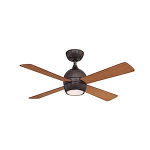 Kwad 44 in. Integrated LED Dark Bronze Ceiling Fan with Opal Frosted Glass Light Kit and Remote Control