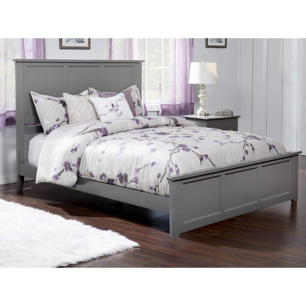 Madison Gray Queen Solid Wood Platform Bed with Headboard