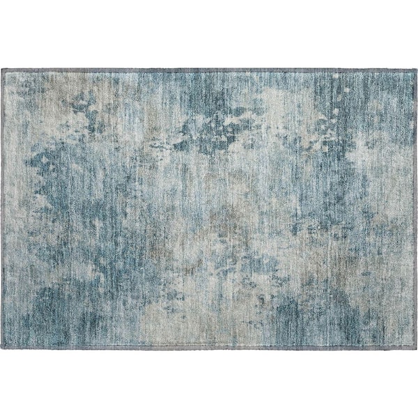 Mayfield Premium Machine Washable Abstract AMF2073 Teal 2 ft. x 3 ft. Accent Rug